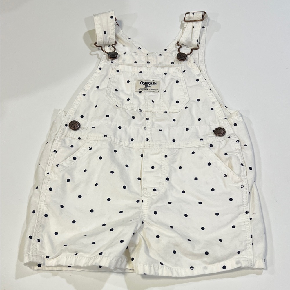 OshKosh B'gosh - White/Navy Polka Dot Overalls, 2T
